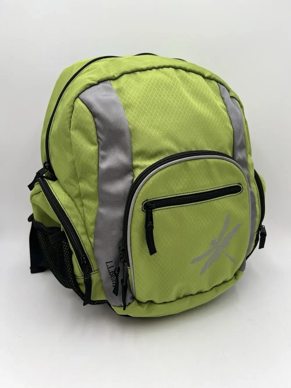 L.L.Bean Dragonfly Daypack Backpack Chartreuse Lime Green Reflective NWOT